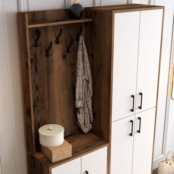 Meuble d'entre berlinois ba - Noyer/blanc