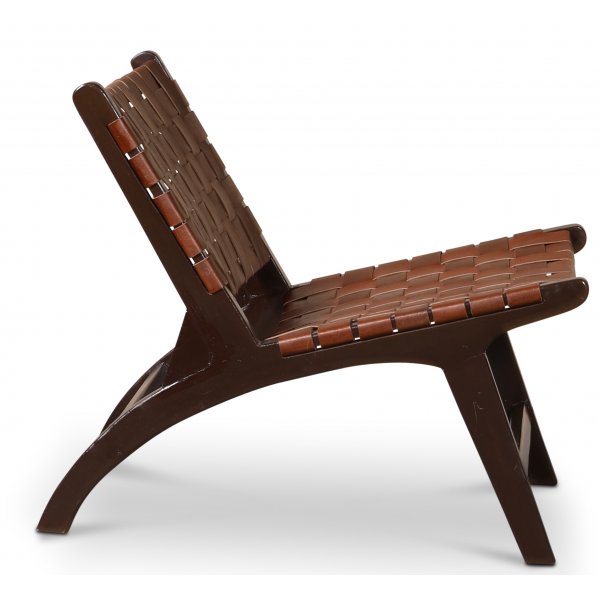 Fåtölj Porto - Mörkbrun Teak / Brunt läder + Fläckborttagare för möbler Fåtölj Porto - Mörkbrun Teak / Brunt läder + Fläckborttagare för möbler