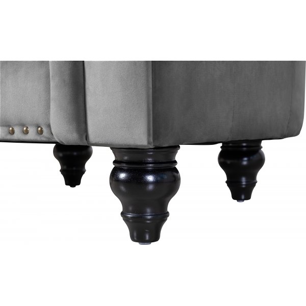 Fåtölj chesterfield grå sammet Royal + Fläckborttagare för möbler Fåtölj chesterfield grå sammet Royal + Fläckborttagare för möbler