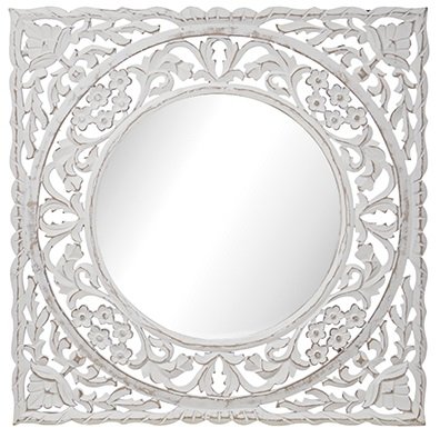 Carve fyrkantig spegel 60 cm - Antikvit