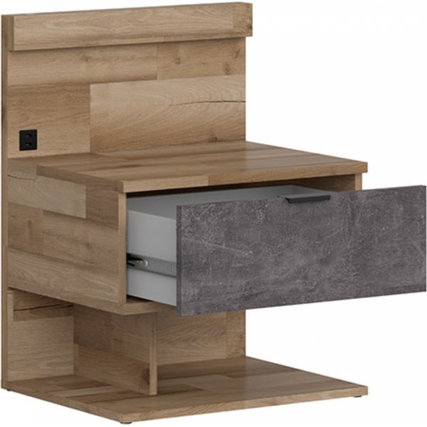 Arica nachtkastje rechts - Eiken/grijs