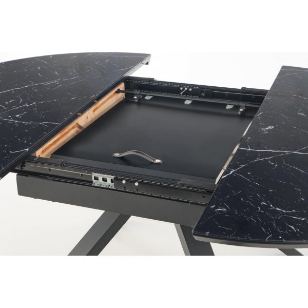 Dizzy ronde eettafel 130x130-180 cm - Zwart marmer effect