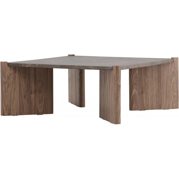 Soffbord Rogaland 100 x 100 cm - Brunt trä med brun marmor look Soffbord Rogaland 100 x 100 cm - Brunt trä med brun marmor look