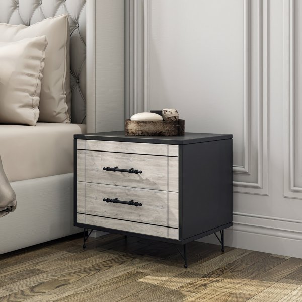 Nachtkastje - Grijs/zwart