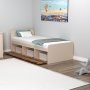 Akser enkelsng med inbyggd frvaring 190 x 90 cm - Ljus valnt/beige
