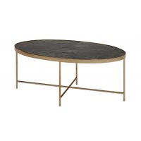 Java ovalt soffbord 110 x 55 cm - Champange / svart marmorglas Java ovalt soffbord 110 x 55 cm - Champange / svart marmorglas