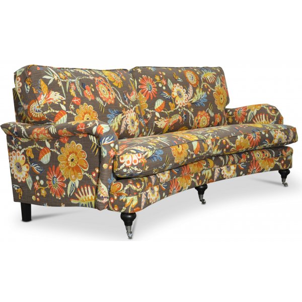 Savoy 3-sits svngd soffa med blommigt tyg - Havanna Brun