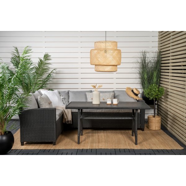 Groupe de canapés d\\\'angle en bois courbé - Noir/gris Groupe de canapés d\\\'angle en bois courbé - Noir/gris