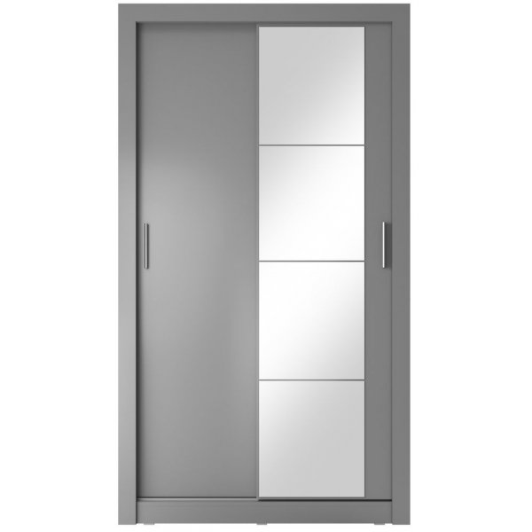 Mervyn garderob med skjutdörrar 120 cm - Grå / Spegel Mervyn garderob med skjutdörrar 120 cm - Grå / Spegel