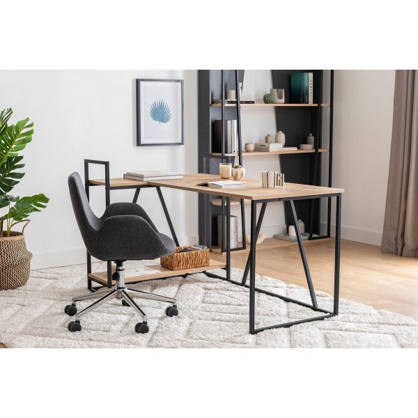 Bureau d\\\'angle Lissa 140 x 90 cm - Chêne saphir/noir Bureau d\\\'angle Lissa 140 x 90 cm - Chêne saphir/noir