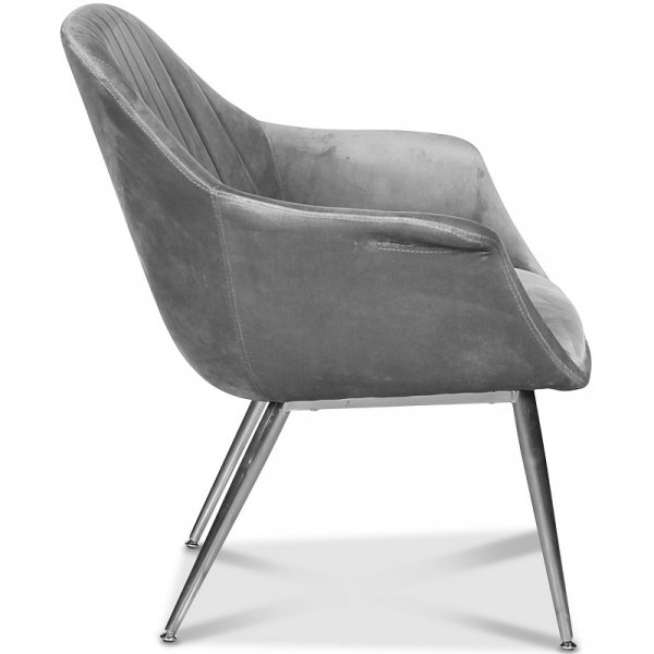 Flappy karmstol - Grå sammet / kromade ben Flappy karmstol - Grå sammet / kromade ben