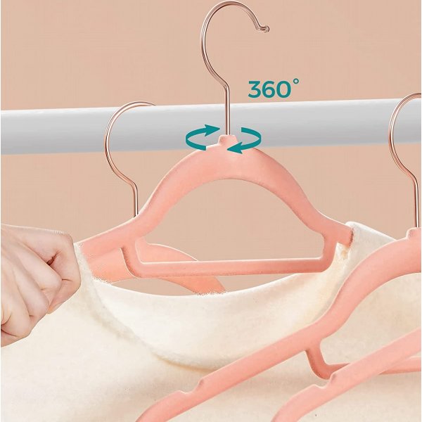 Cintre, velours, 43,5 cm, paquet de 50 - Rose