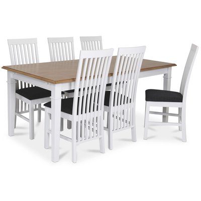 Ramns matgrupp - Bord inklusive 6 st Vind stolar - Vit/ekbets
