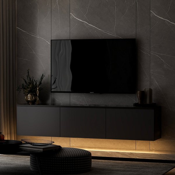 Meuble TV Neon avec clairage LED - Anthracite