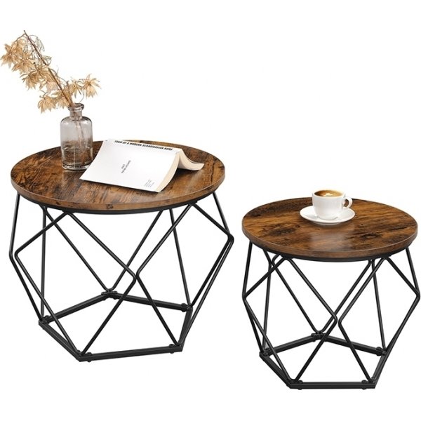 Table basse Didrik, 2 pcs, Ø40/50 cm - Marron/noir Table basse Didrik, 2 pcs, Ø40/50 cm - Marron/noir