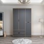 Elina garderob 140 x 52 x 208 cm - Antracit/brun