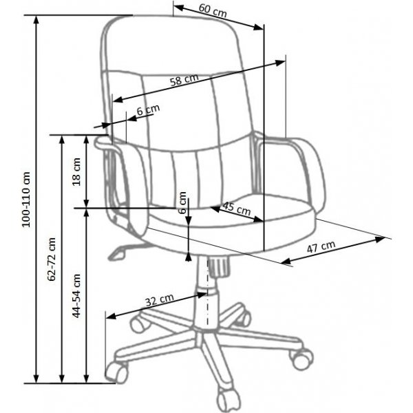 Chaise de bureau Ian en simili cuir marron fonc