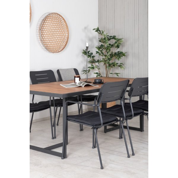 Khung utematgrupp med 6 st Nicke stolar - Svart/Natur Khung utematgrupp med 6 st Nicke stolar - Svart/Natur
