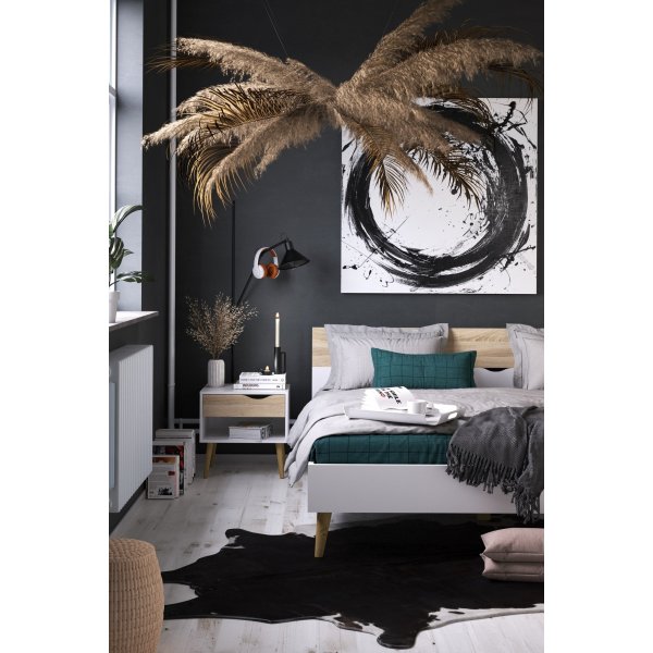 Oslo nachtkastje - Wit/eiken Oslo nachtkastje - Wit/eiken