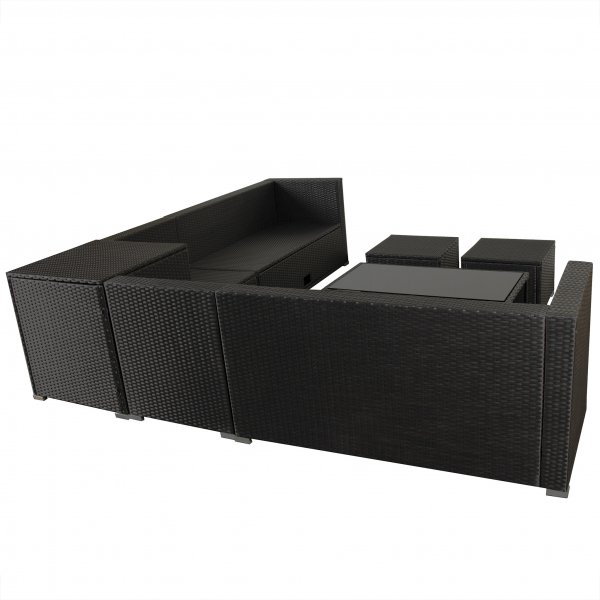 Loungegrupp Djursvik med Inbyggd f�rvaring - Svart konstrotting