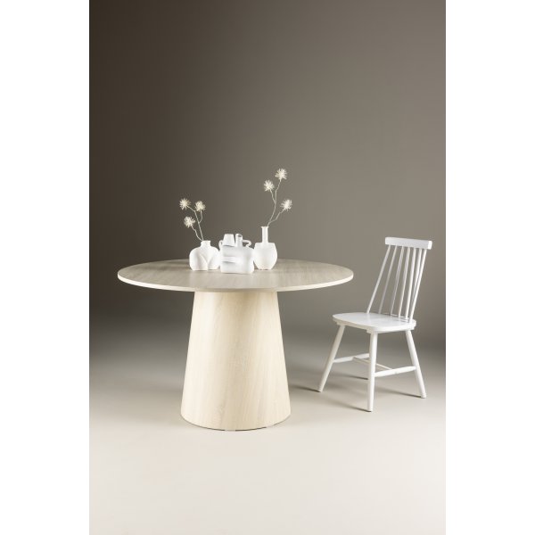 Lanzo runt matbord Ø120 cm - Vitputsad Lanzo runt matbord Ø120 cm - Vitputsad