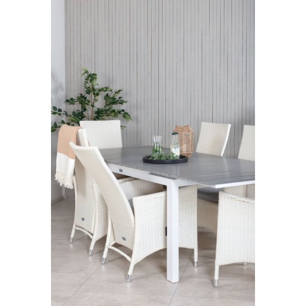 Levels utematgrupp med 6 st Padova stolar - Gr/Vit