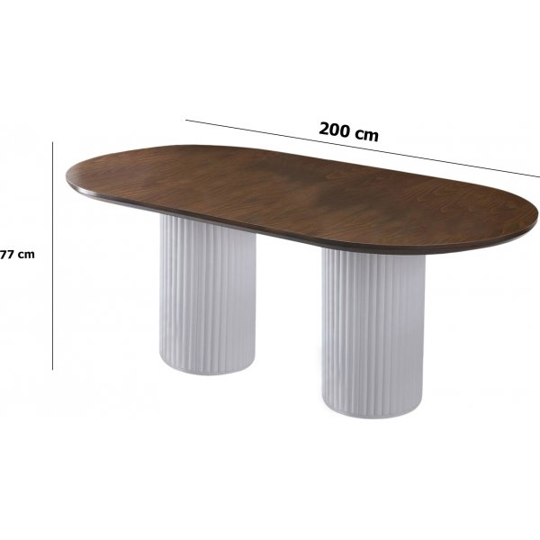 Table à manger Lisen 200 x 100 cm - Noyer/blanc Table à manger Lisen 200 x 100 cm - Noyer/blanc