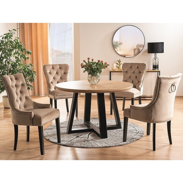 Chaise de salle à manger August - Velours beige Chaise de salle à manger August - Velours beige