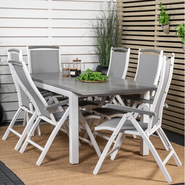 Albany utematgrupp med 6 st Albany stolar - Vit/Grå Albany utematgrupp med 6 st Albany stolar - Vit/Grå