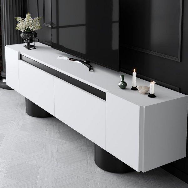 Bohem TV-bnk - Vit/svart