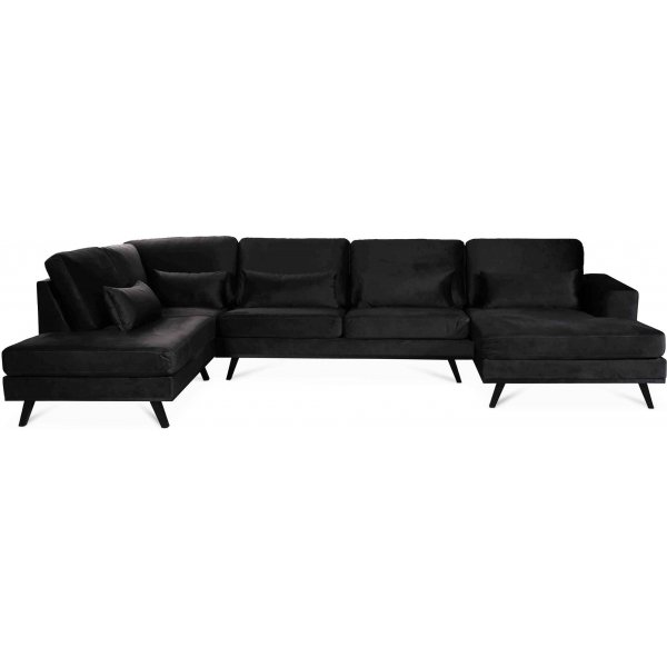 Ranger U-soffa med ppet avslut vnster - Antracitgr (sammet)