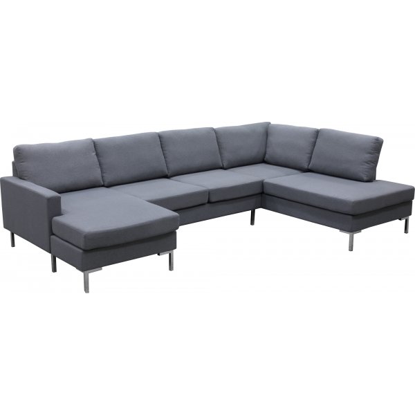 Nova grå U-soffa med metallben - 320 cm Nova grå U-soffa med metallben - 320 cm