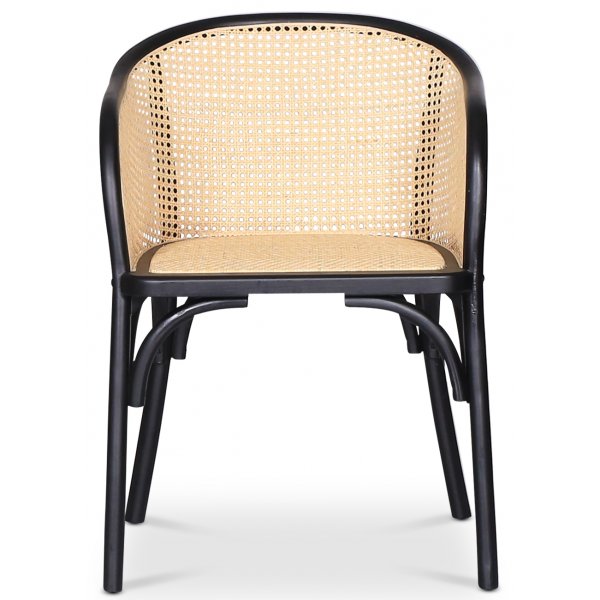 Lotus svart karmstol med rotting i ryggen Lotus svart karmstol med rotting i ryggen