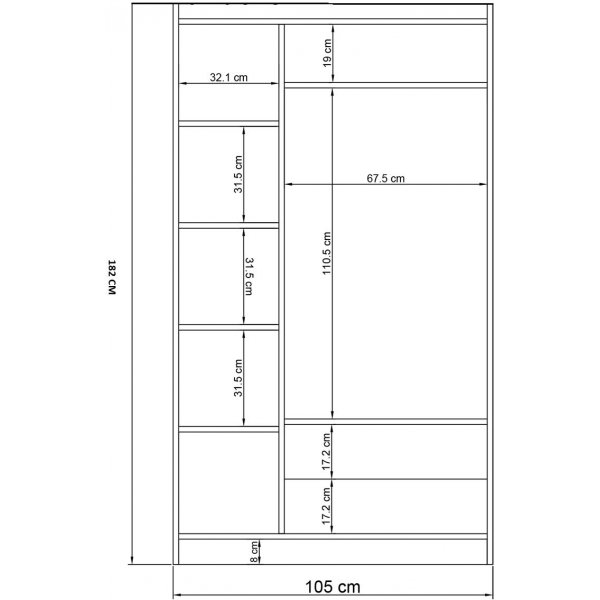 Armoire Henn 105 x 50 x 182 cm - Blanc