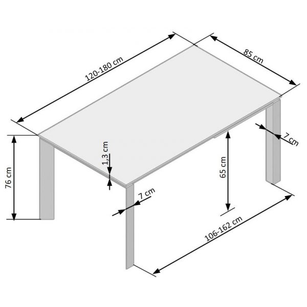 Table  manger extensible Horizon 120-180 cm - Noir/Gris (cramique)