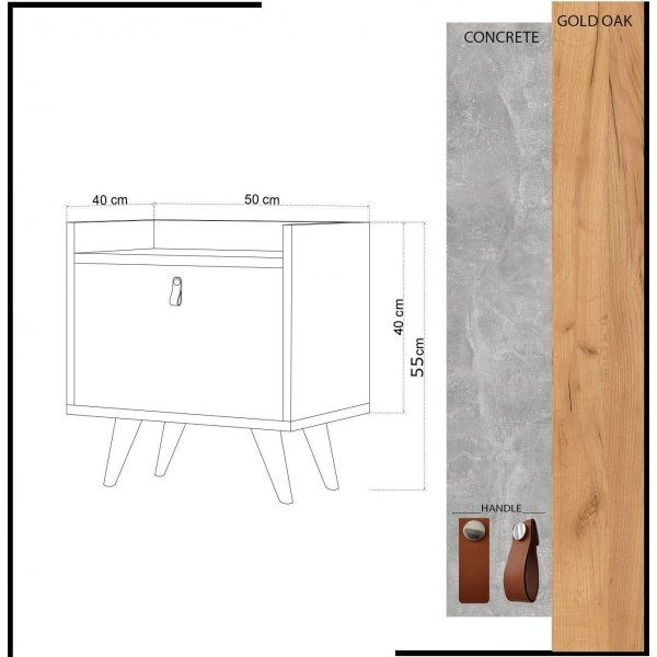 Paju nachtkastje - Eiken/wit