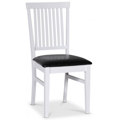 Fr matgrupp; matbord 160/210x90 cm - Vit / oljad ek med 4 st Fr stolar med svart PU-sits