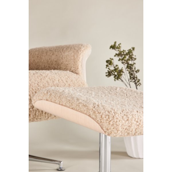 Fåtölj med fotpall - Beige / Whitewash Fåtölj med fotpall - Beige / Whitewash