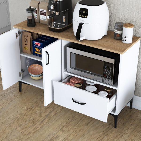 Meuble de cuisine Jericho 161 - Blanc/noyer Meuble de cuisine Jericho 161 - Blanc/noyer