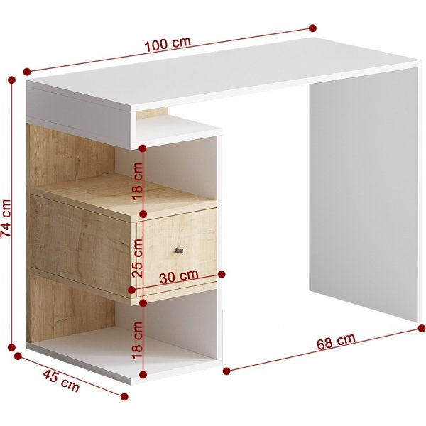Bureau Tempus Blanc/chêne - 100 x 45 cm Bureau Tempus Blanc/chêne - 100 x 45 cm