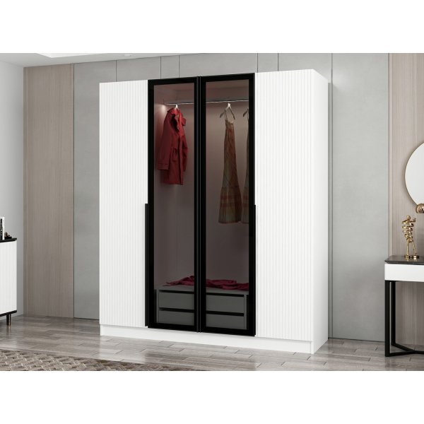 Armoire Cikani 180x52x210 cm - Blanc/fumée Armoire Cikani 180x52x210 cm - Blanc/fumée