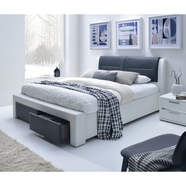 Lisa bedframe 140x200 cm - Zwart/wit