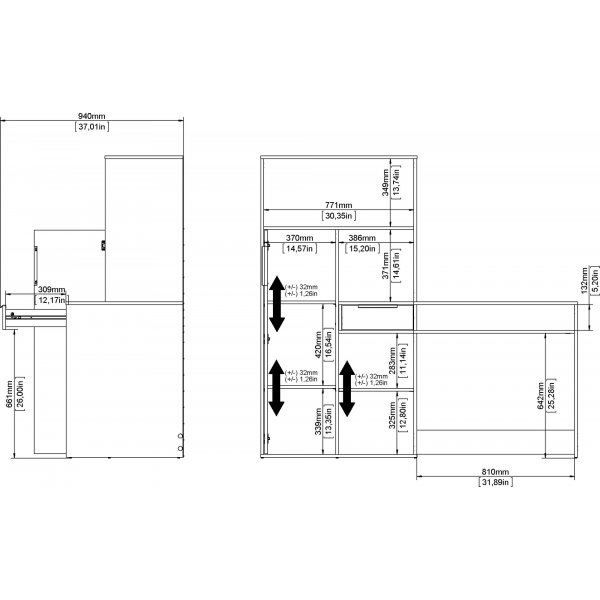 Function Plus skrivbord 162,8 x 60,4 x 155,4 cm - Ek/vit Function Plus skrivbord 162,8 x 60,4 x 155,4 cm - Ek/vit