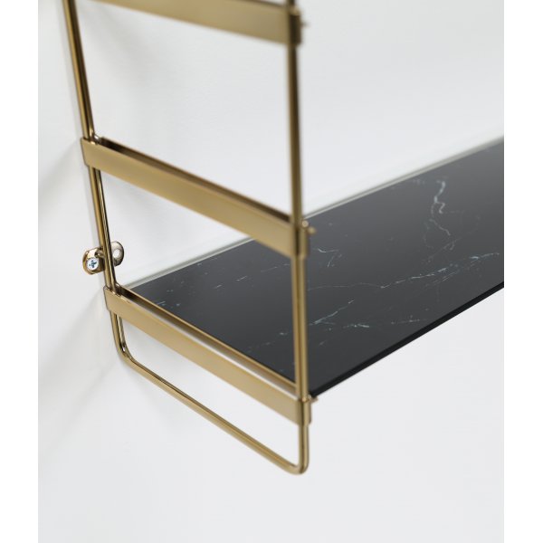 Stream v�gghylla m�ssing / svart glasmarmor