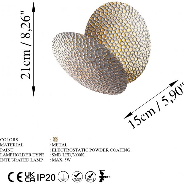 Yosma wandlamp - Zilver/goud