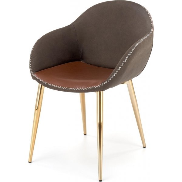 Chaise de salle  manger Ryan - Brun/gris/Laiton