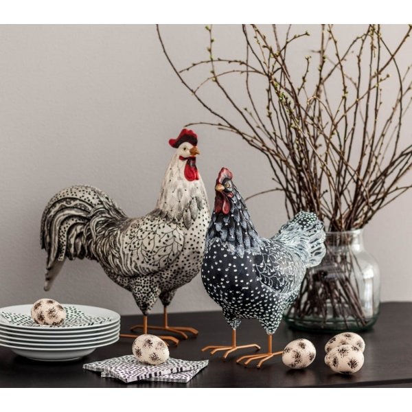 Dcoration poule 31 x 18 x 39 cm - Noir