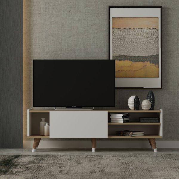 Crassia TV-bänk - Safir ek/vit Crassia TV-bänk - Safir ek/vit