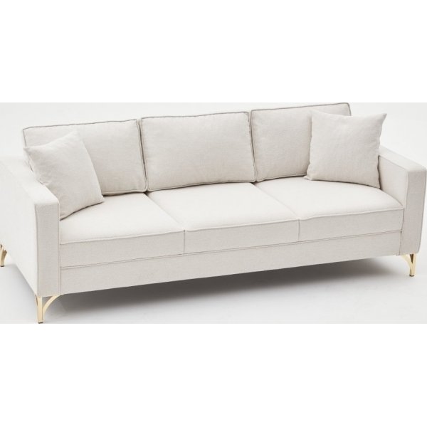 Canapé 3 places Berlin - Blanc crème/or Canapé 3 places Berlin - Blanc crème/or