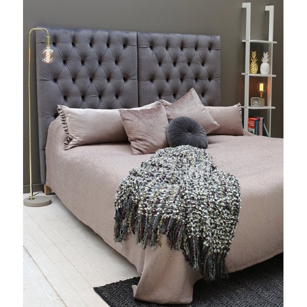 Lara sänggavel 90 cm - Grå Plysch Lara sänggavel 90 cm - Grå Plysch